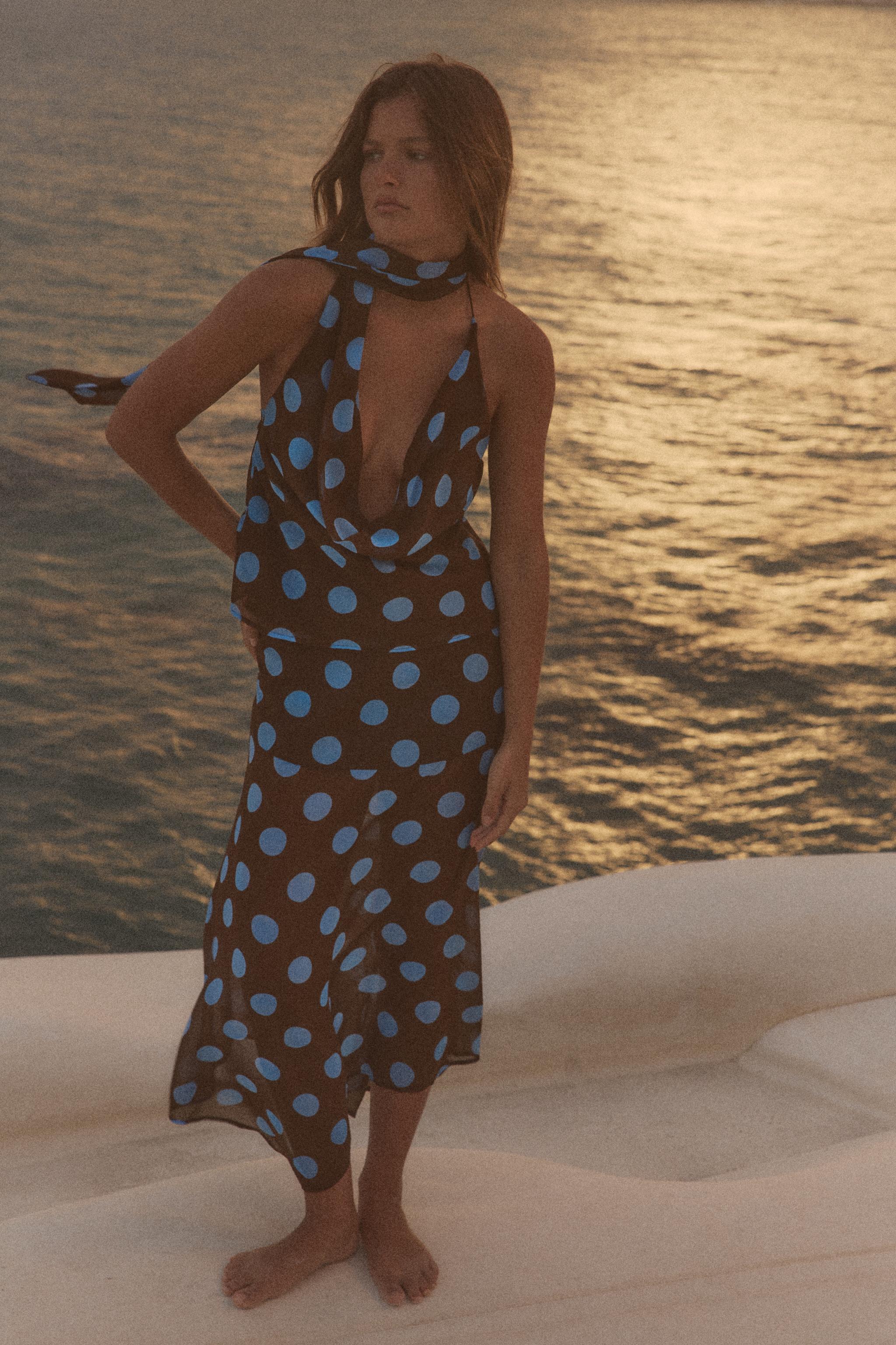 Scarf Polka Dot Halter Top