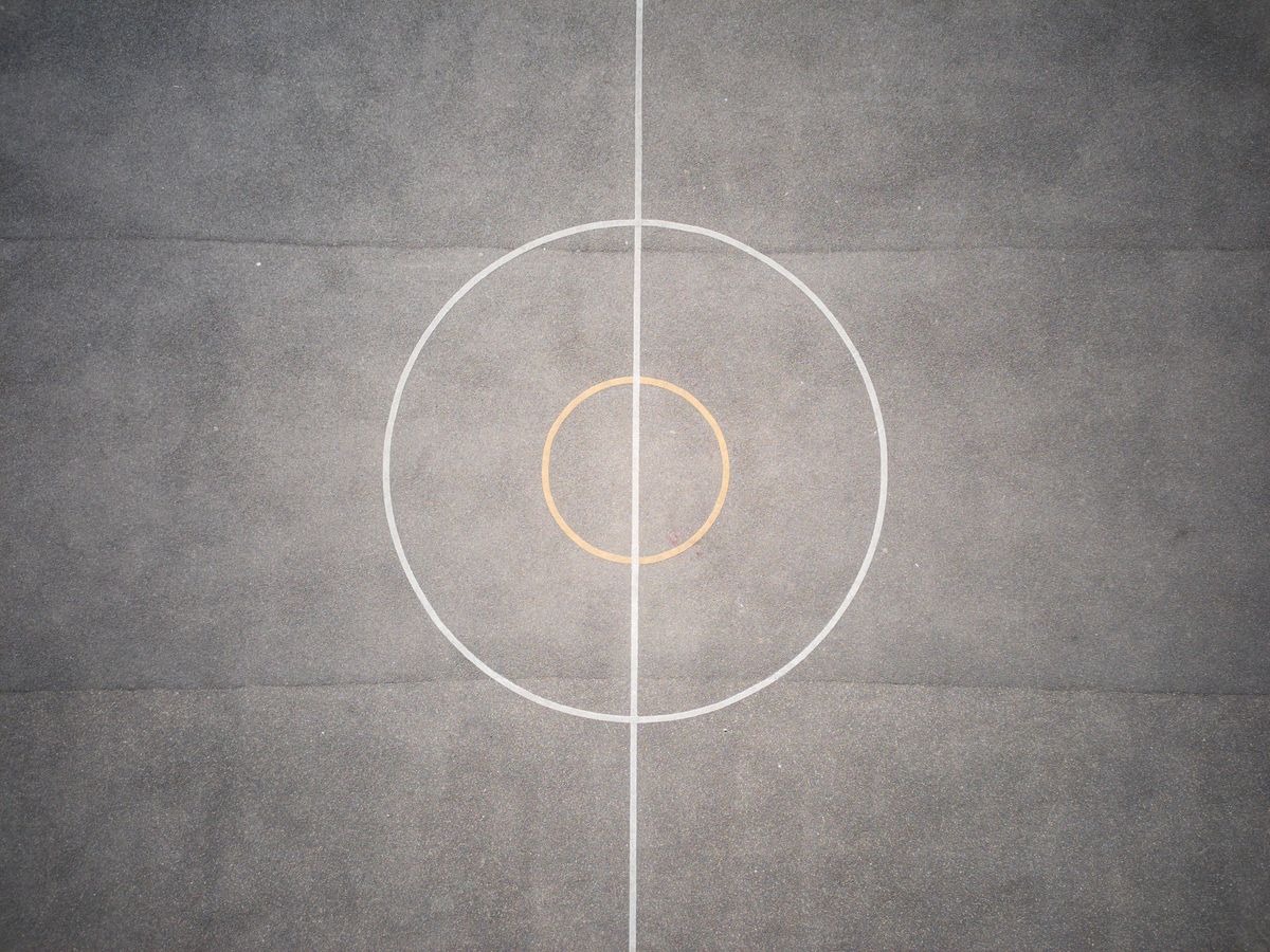 Photo of a concrete pitch detail taken from above with the Potensic Atom 2 drone