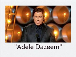 At the Oscars, Travolta and Menzel make light of last year's gaffe