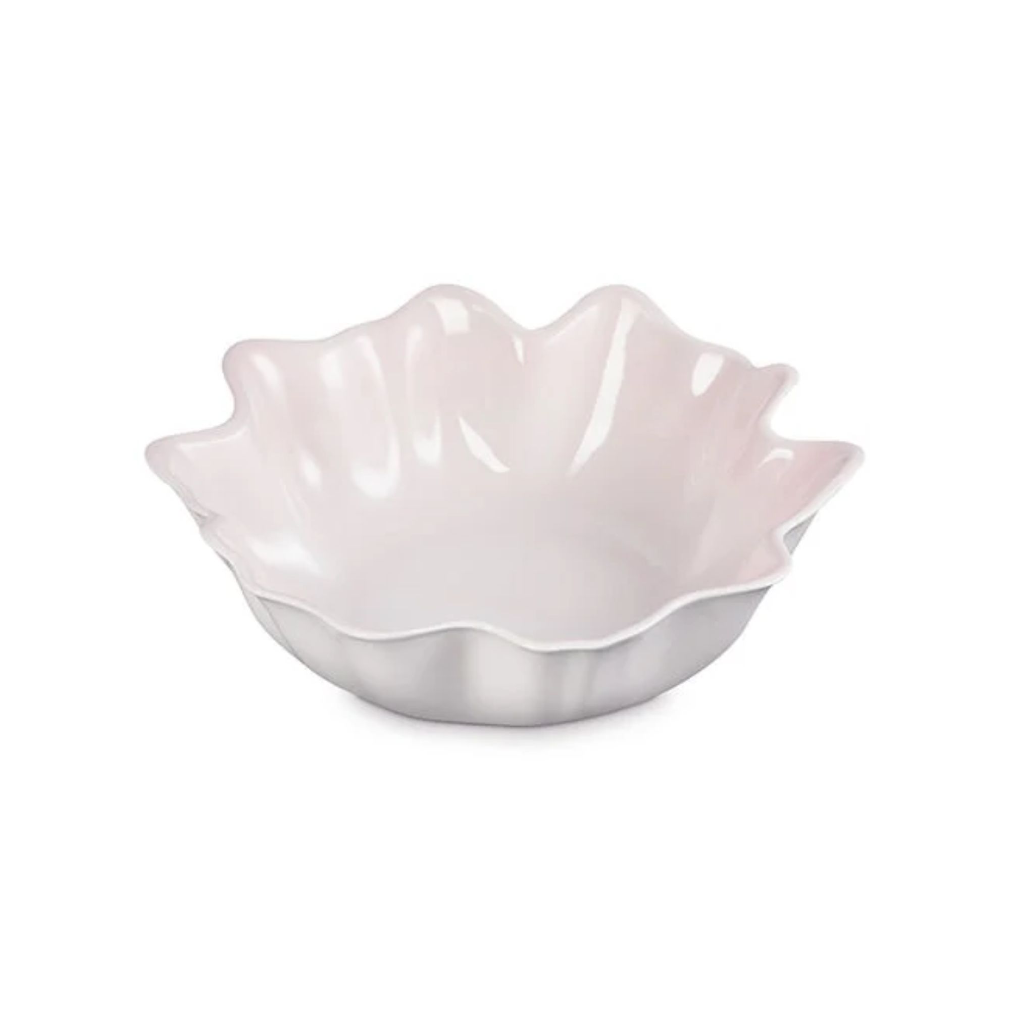 Petal-shaped pale pink serving bowl