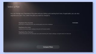 The sixth and final step for changing Playstation Plus, the compare plans screen