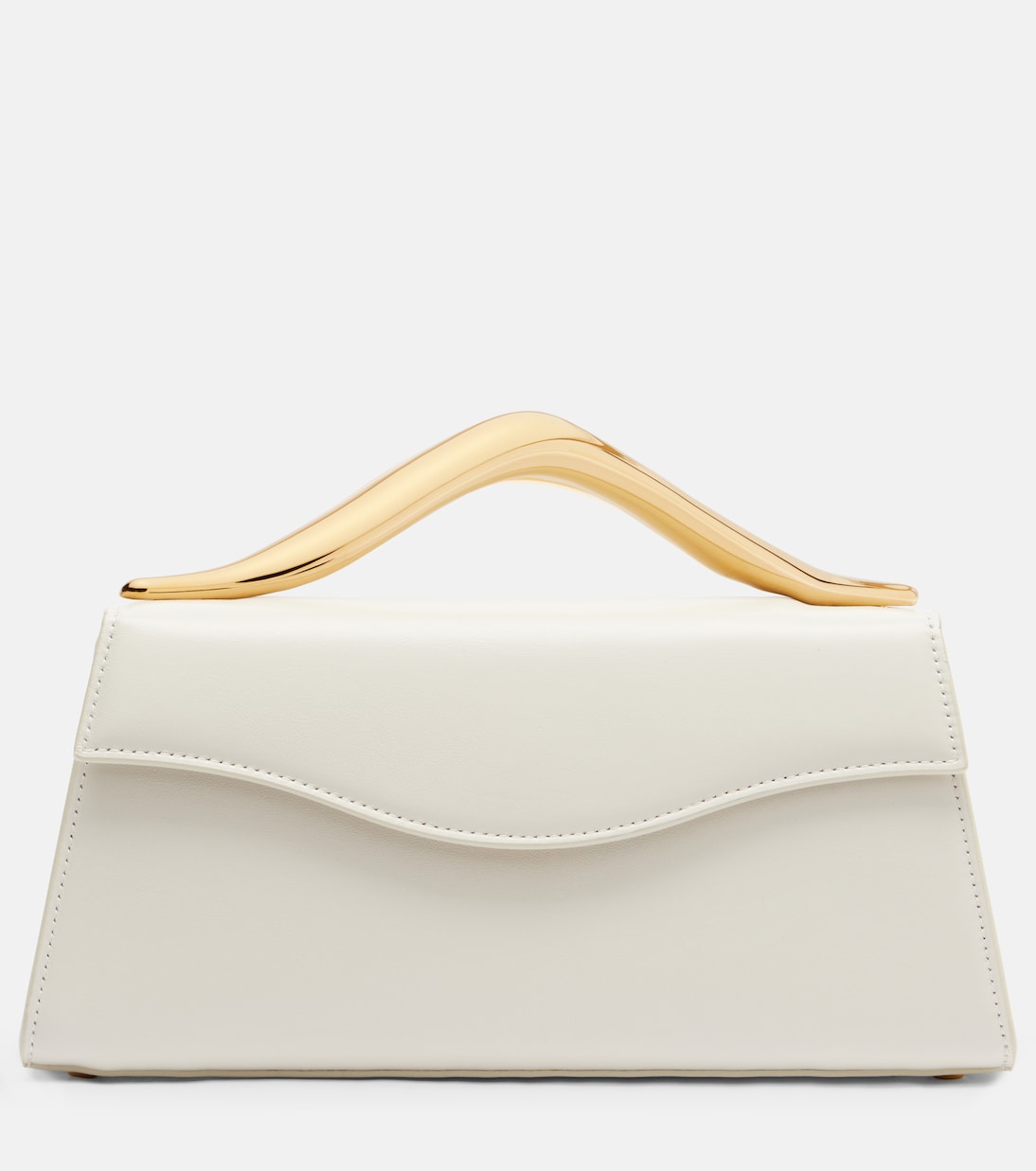 Petit Wave Leather Top-Handle Bag in White - Elie Saab
