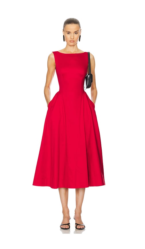 Stretch Cotton Sateen Midi Dress