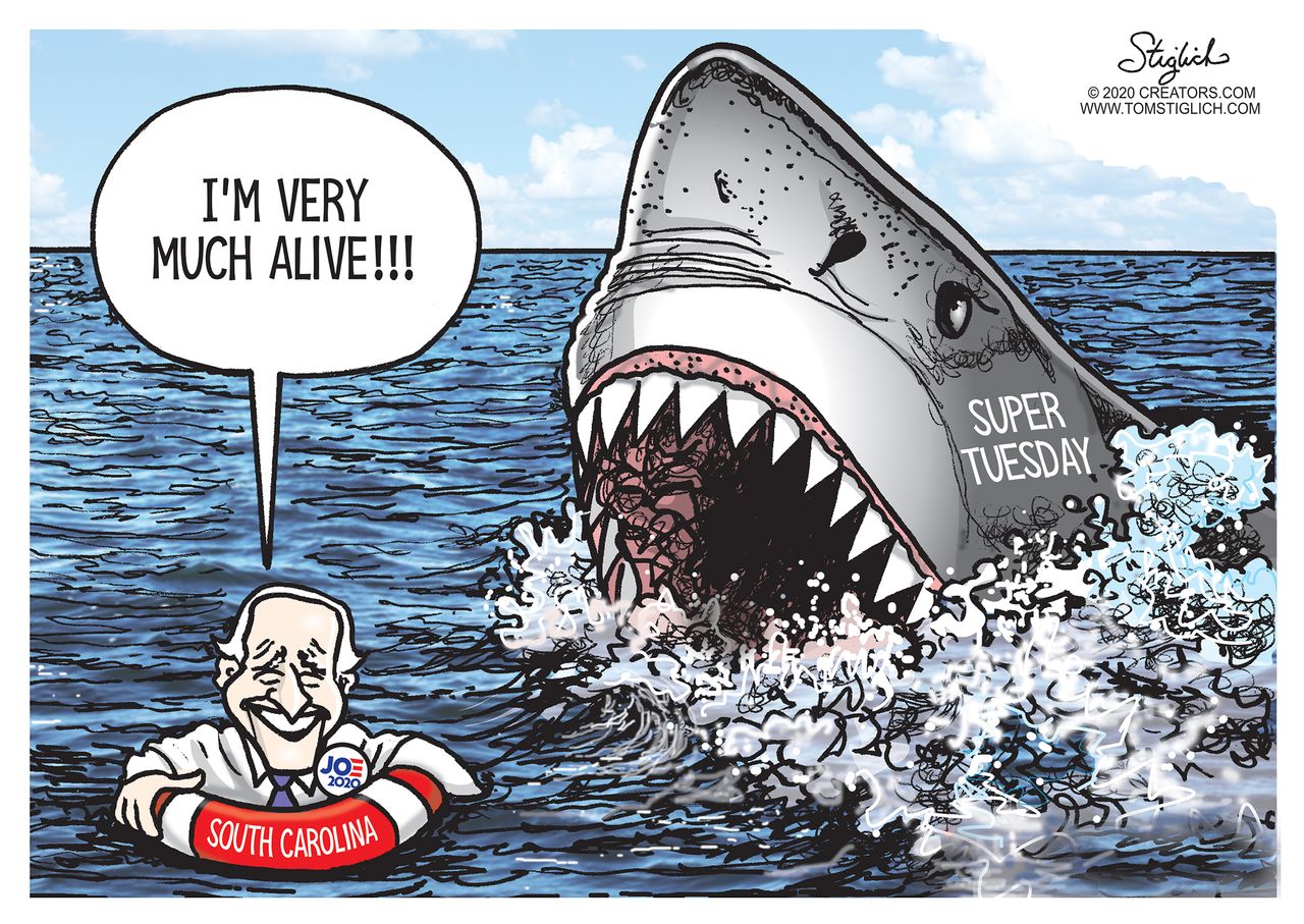 Political Cartoon U.S. Biden wins South Carolina Super Tuesday survivor