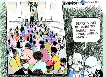 Political Cartoon U.S. GOP Georgia Black voters