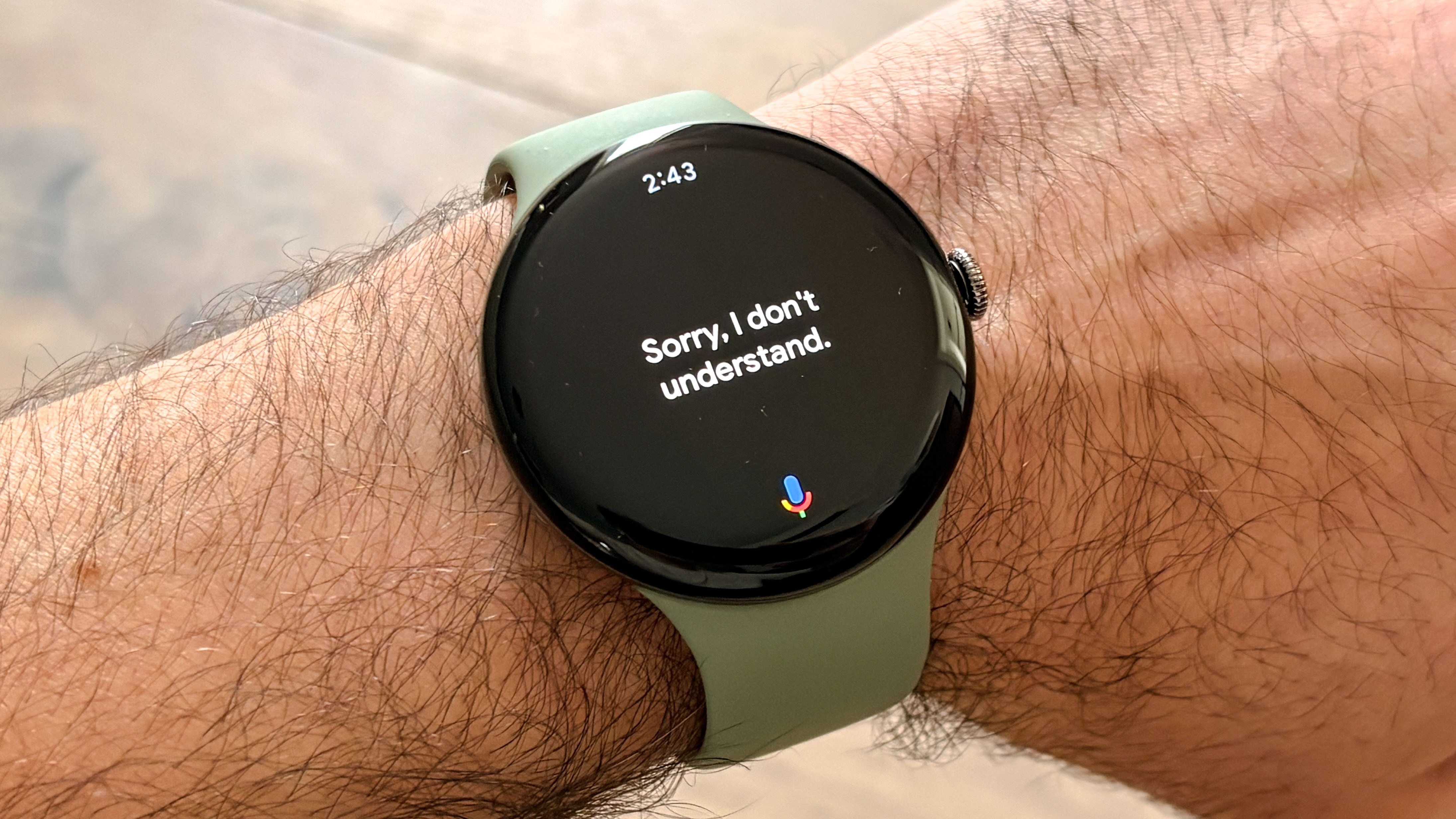 Close-up of the Pixel Watch 5 in 45mm on a user's wrist