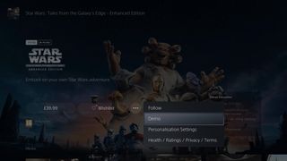 Downloading the Star Wars: Tales from the Galaxy's Edge PSVR 2 demo
