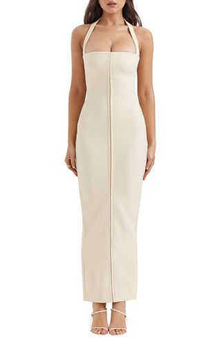 Mia Halter Stretch Crepe Sheath Cocktail Dress