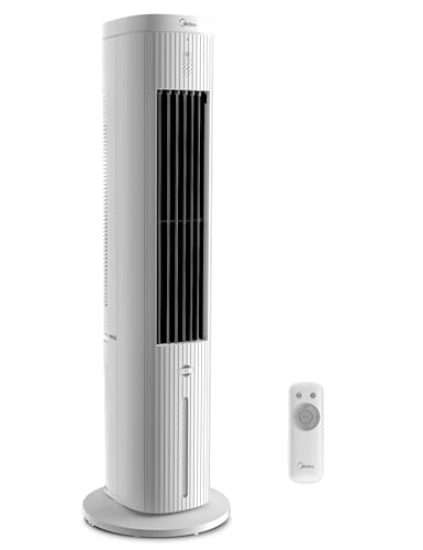 Midea 5l Air Cooler, 3-In-1 Portable Air Conditioner With Remote Control, 3 Speeds & 75° Automatic Oscillation, 7h Timer, Low Noise - Cooling Tower Fan and Humidification for Home, Office, Bedroom