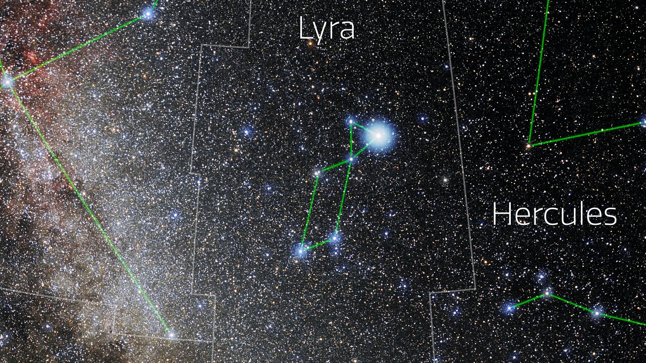 gráfico do céu noturno mostrando a constelação de Lyra