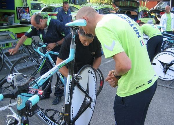 Backstedt joking around with the technicians.
