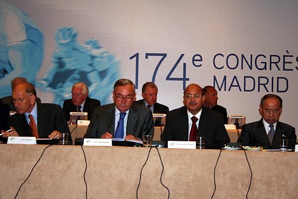 The UCI delegates vote during the congress on Friday