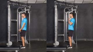 Cable bar biceps curl