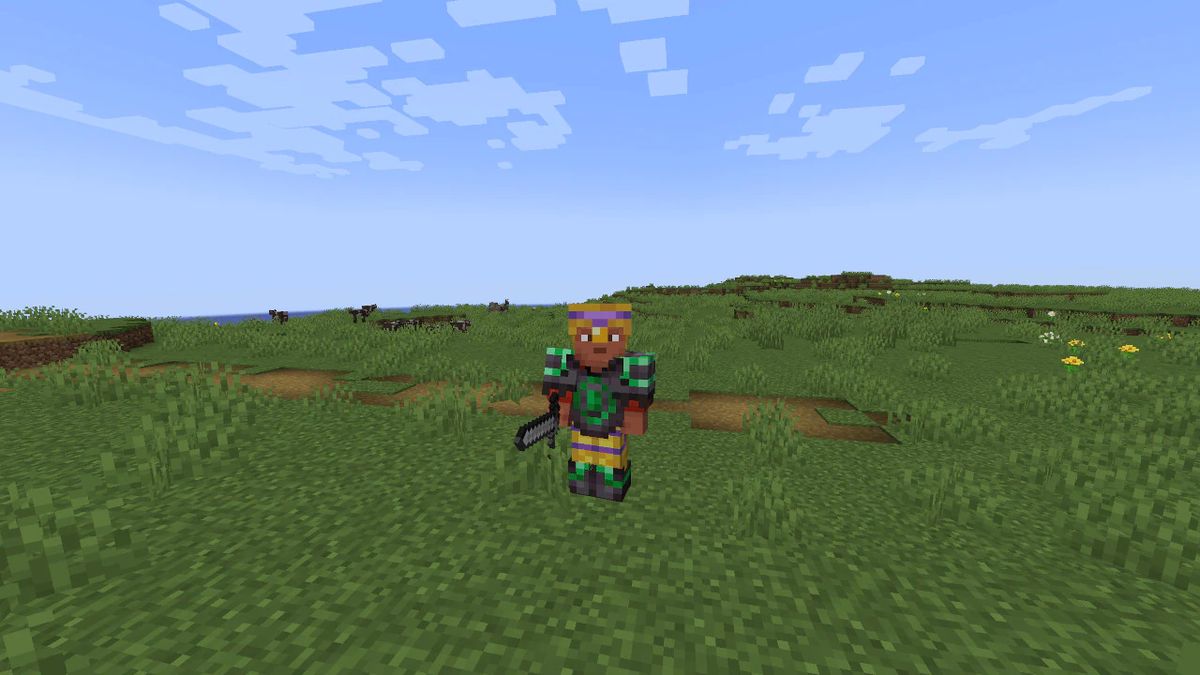In-game screenshot of Minecraft 1.20's armor trim feature.