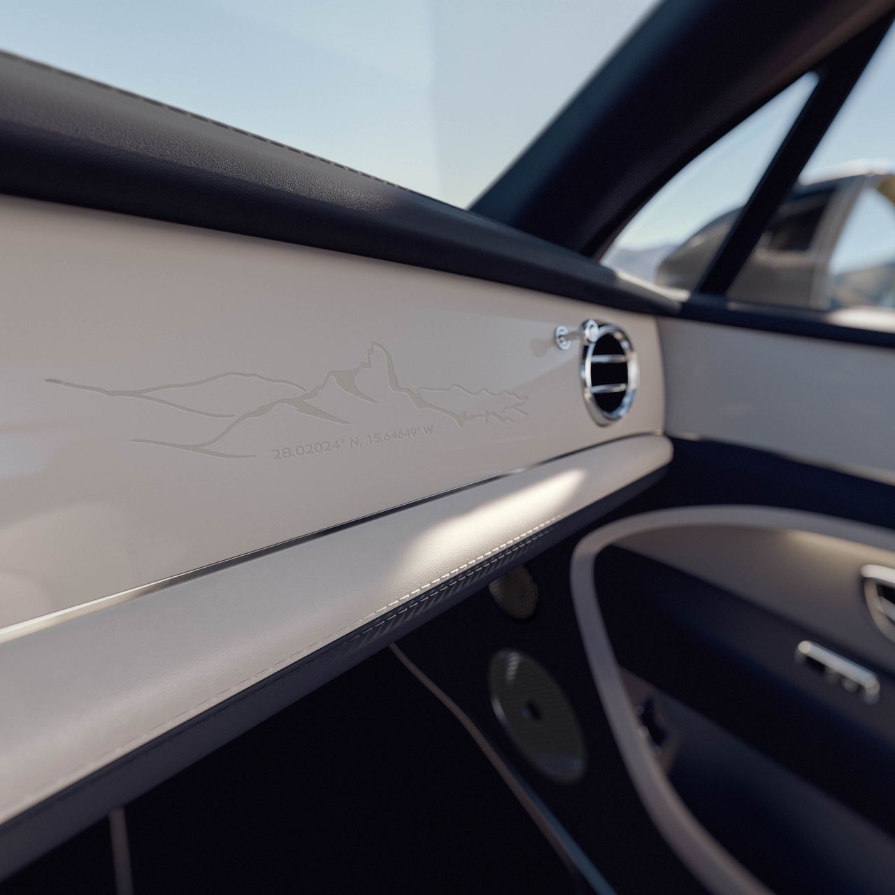 The Roque Bentayga Mountain motif on the dashboard
