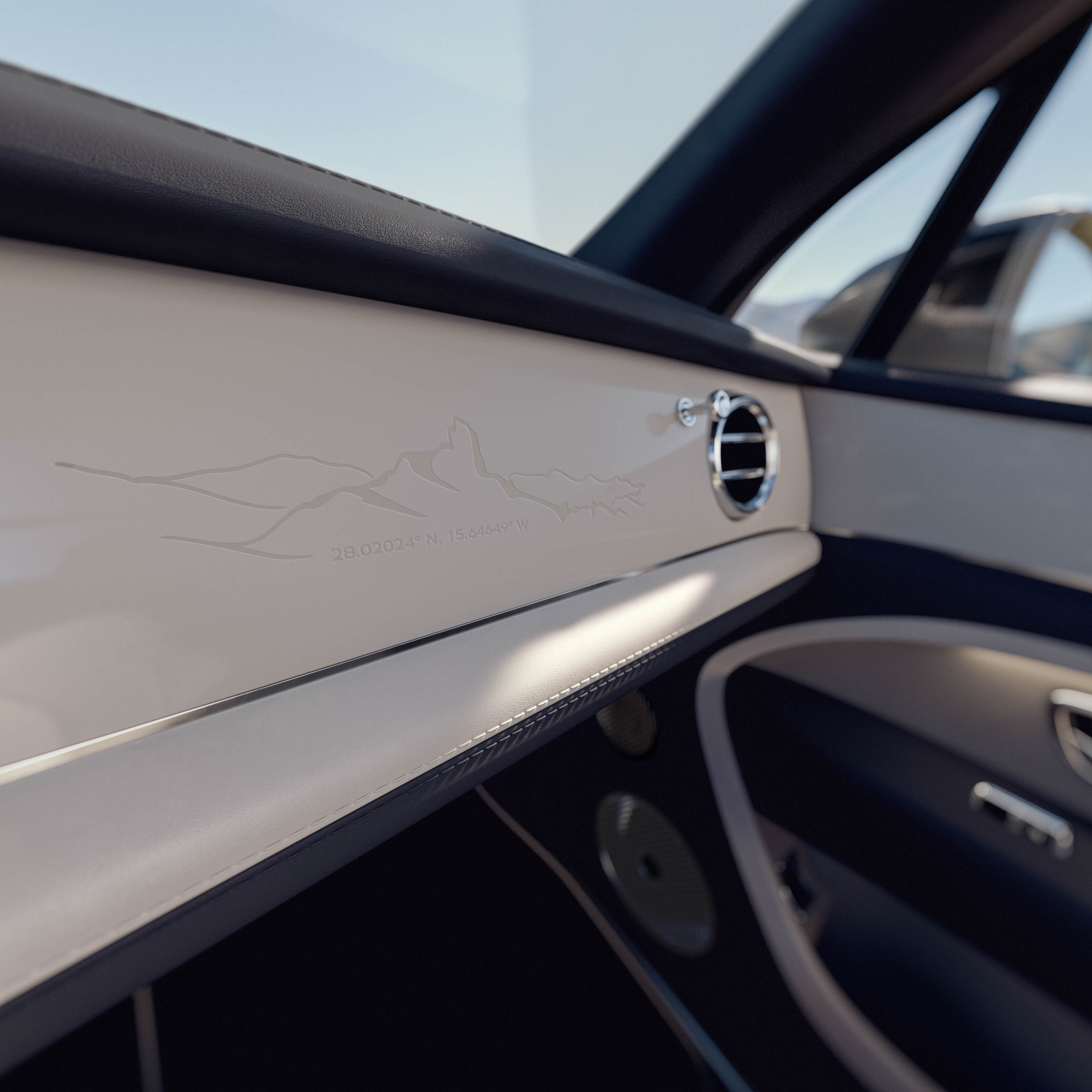 The Roque Bentayga Mountain motif on the dashboard