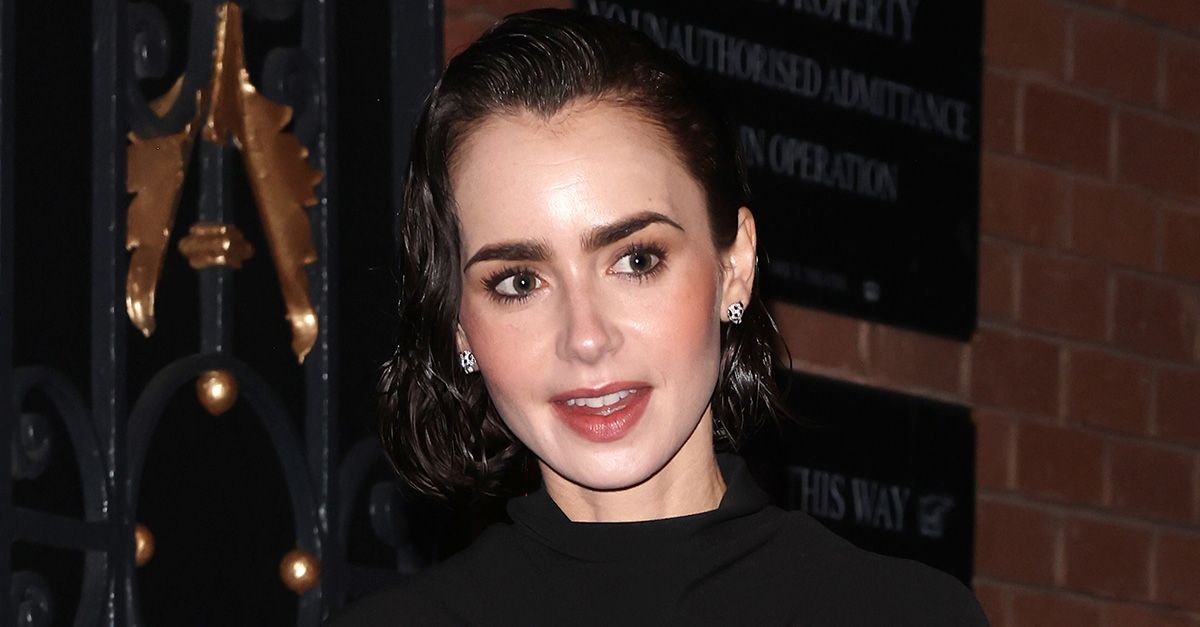 The Fall Leather Jacket Trend Lily Collins Is Wearing With Jeans RN