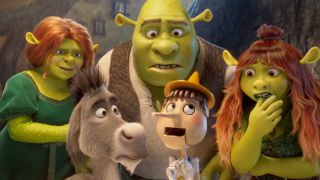 Fiona, Donkey, Shrek, Pinocchio, and Shrek's unnamed daughter