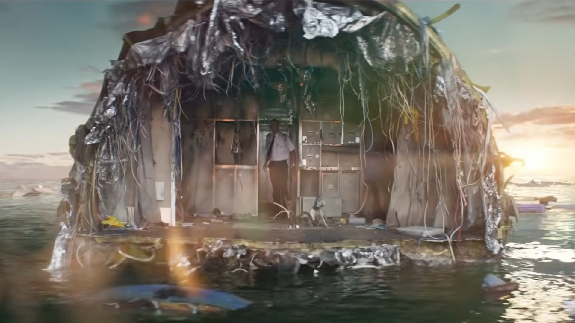 Still of the plane wreckage from the first Deep Water teaser