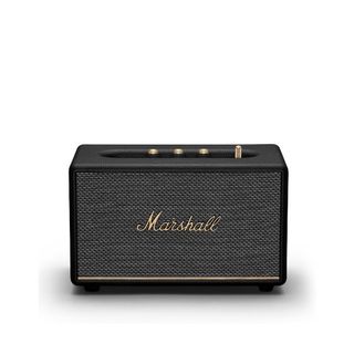 A front-facing picture of the Marshall Acton III wireless speaker in Black. The image has been placed on a plain white background.