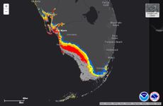 Here, a map showing potential storm surge due to Hurricane Irma, with the coastline from Naples to Fort Myers expect to get hit the hardest by surge. Red indicates the highest surge of 9 feet and greater.