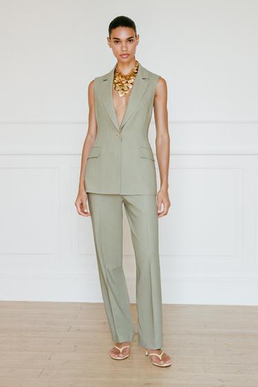Straight-Leg Linen Blend Trousers