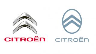 The new Citroen logo and old Citroen logo side by side