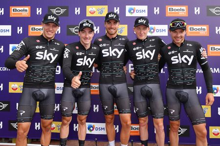 Team Sky celebrate their Hammer Series win.