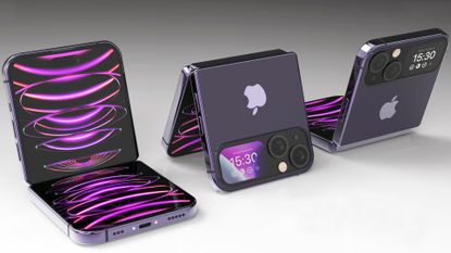 iPhone Flip foldable phone in purple colorway