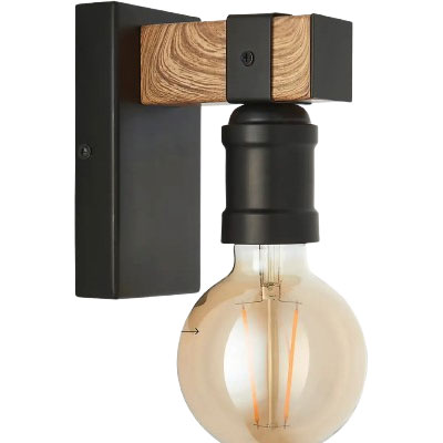 black and wooden rustic wall light