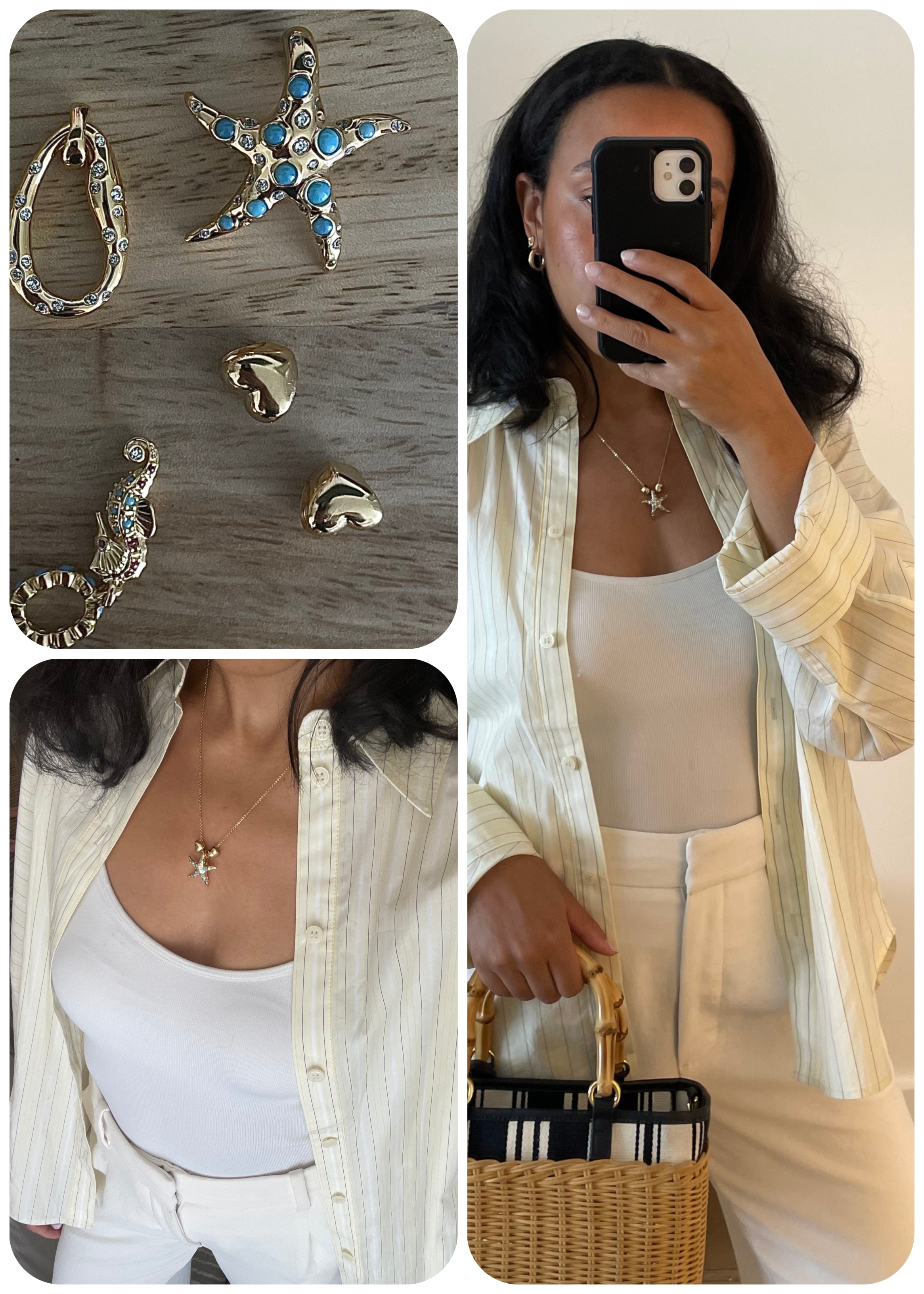collage of lauren tappan wearing pandora jewelry