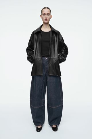 Western Barrel-Leg Raw Denim Trousers