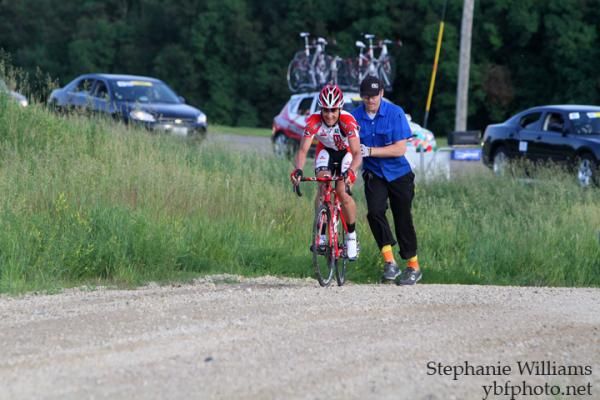 A Bissell rider gets some assistance.