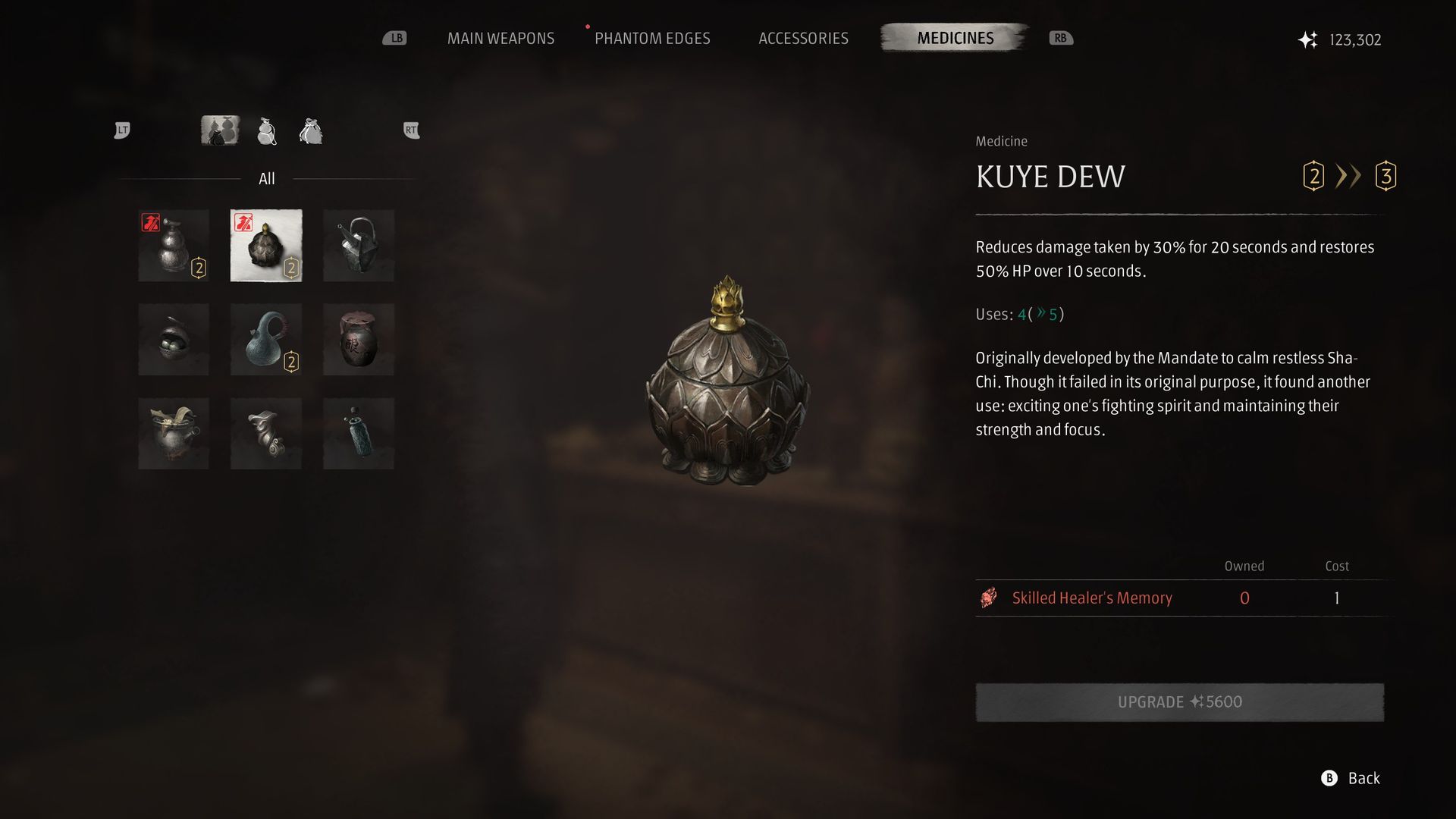 Phantom Blade Zero upgrade medicine menu