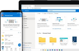 Microsoft OneDrive Vault on phone and laptop