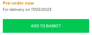 An add to basket button in green