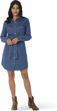 Wrangler Retro Long Sleeve Western Denim Snap Dress (Women's)
