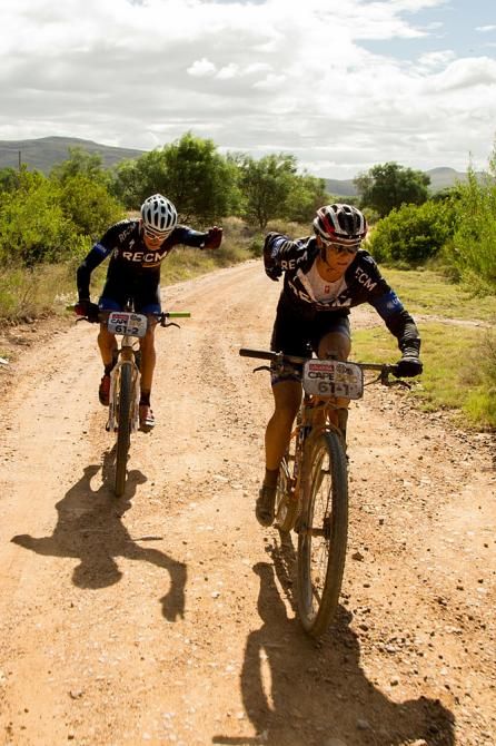 Theo Blignaut gives Cherise Stander, both of team RECM mixed, a slingshot past him during stage 3