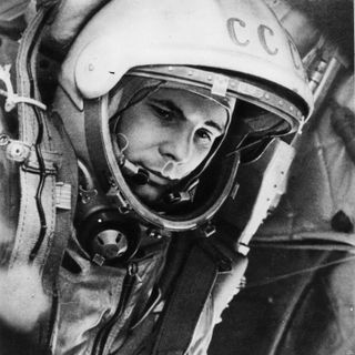 On 12 April 1961, Yuri Gagarin became the first human to travel into space, launched into orbit on the Vostok 3KA-3 spacecraft (Vostok 1).