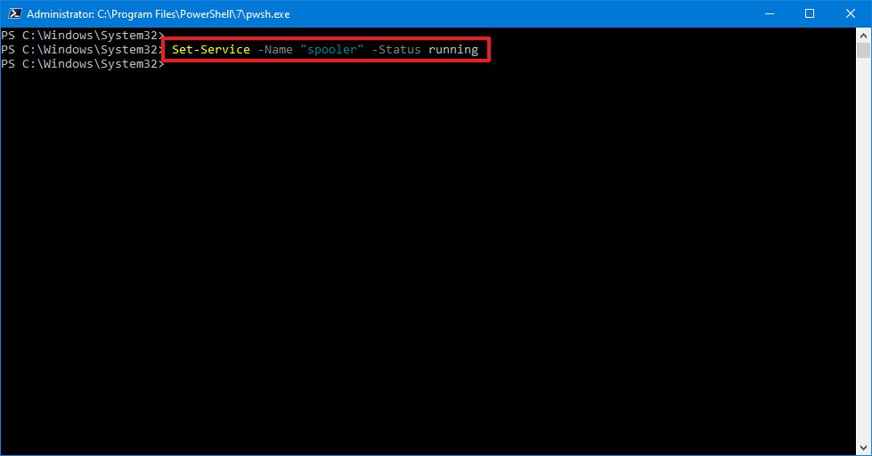 Powershell Start Service on Windows 10