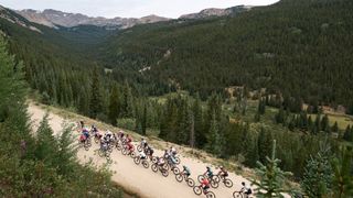 Riders on the Leadville Trail 100 MTB race