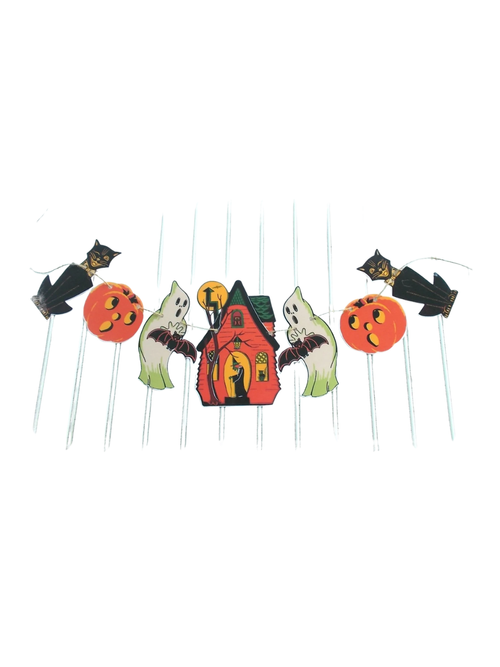 Retro Vintage Halloween Banner Laminated Garland 7 Pc.