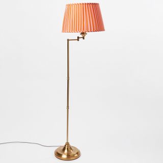 Oliver Bonas Walker Coral Pink Shade & Gold Metal Swing Arm Floor Lamp
