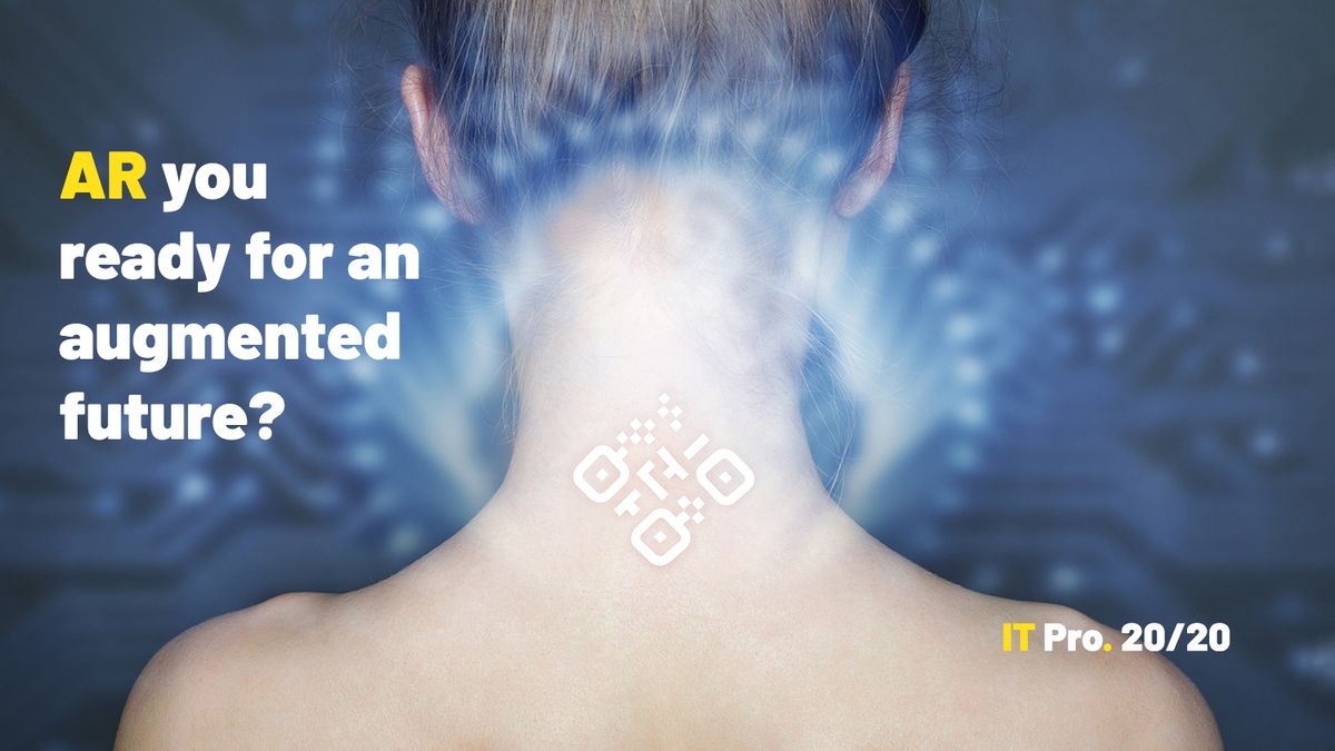 Abstract image of the back of a woman&amp;#039;s neck fitted with a QR code