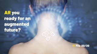 Abstract image of the back of a woman's neck fitted with a QR code