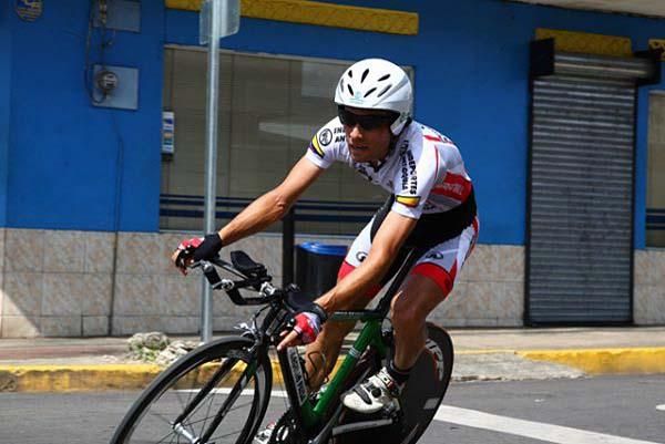 A rider negotiates a corner.