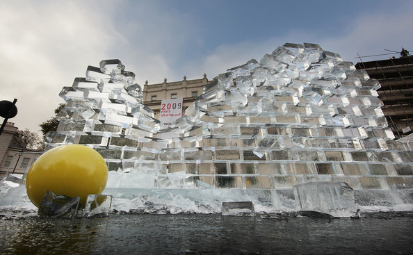 A Berlin Wall ice sculpture in London