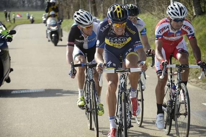 Kreuziger made it up to the breakaway, then continued on.