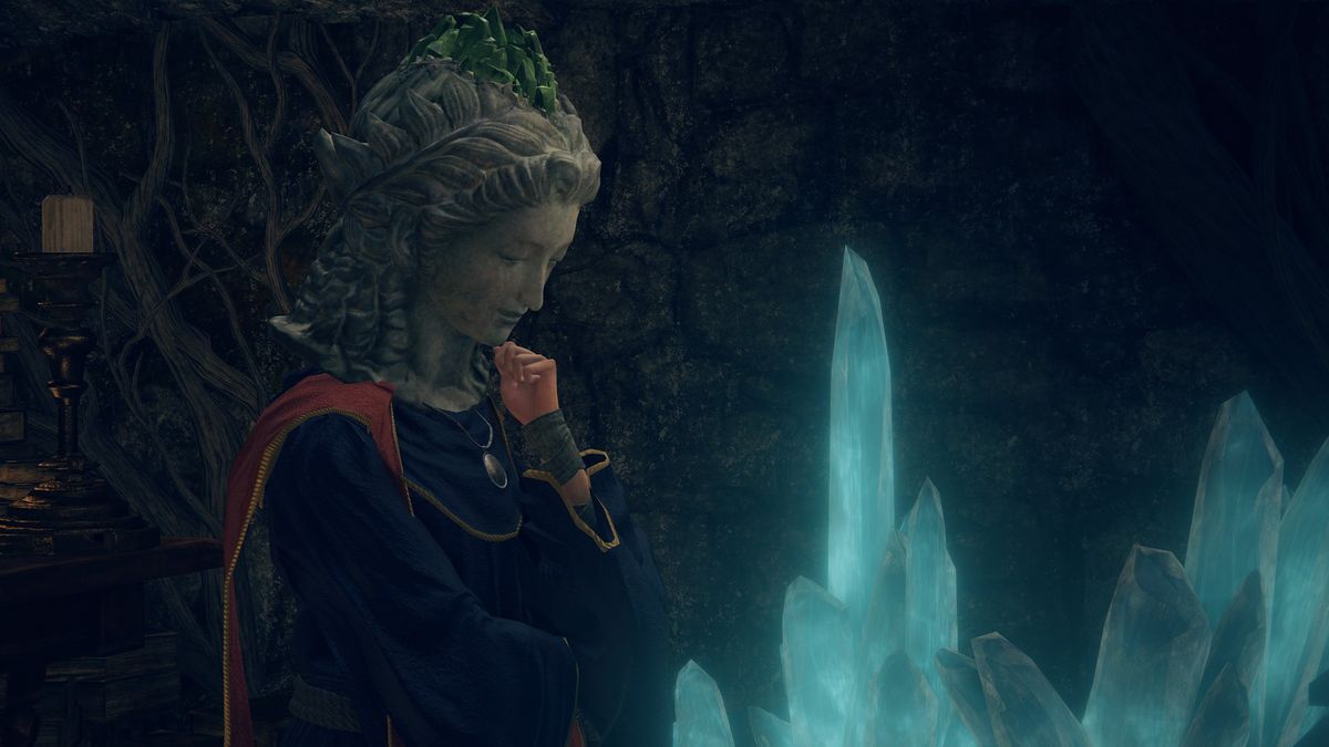 Elden Ring - Sorceress Sellen standing in the Waypoint Ruins Cellar