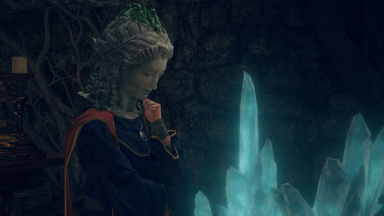 Elden Ring - Sorceress Sellen standing in the Waypoint Ruins Cellar